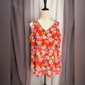 Cabi Floral Sleeveless Top - Red and Pink